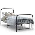 Cadre de lit métal sans matelas avec pied de lit noir 90x200 cm