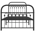 Cadre de lit métal sans matelas avec pied de lit noir 90x200 cm