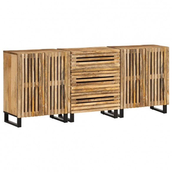 Buffets 3 pcs 60x34x75 cm bois de manguier massif brut