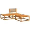 Salon de jardin avec coussins 3 pcs bois massif d'acacia