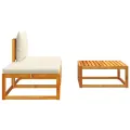 Salon de jardin avec coussins 3 pcs bois massif d'acacia
