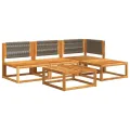 Salon de jardin avec coussins 5 pcs Bois d'acacia solide
