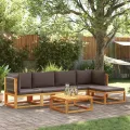 Salon de jardin avec coussins 6 pcs bois d'acacia solide