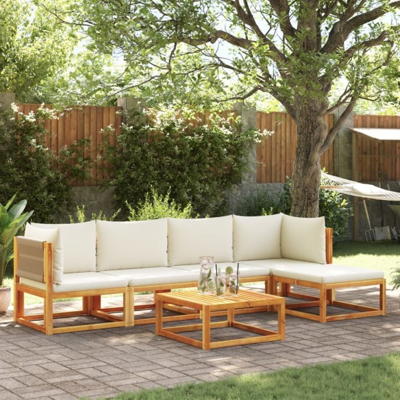 Salon de jardin avec coussins 6 pcs bois d'acacia solide