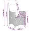 Chaises inclinables de jardin lot de 2 et coussins marron rotin
