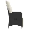 Chaise inclinable de jardin avec coussins noir résine tressée