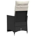 Chaise inclinable de jardin avec coussins noir résine tressée