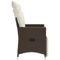Chaises inclinables de jardin lot de 2 et coussins marron rotin