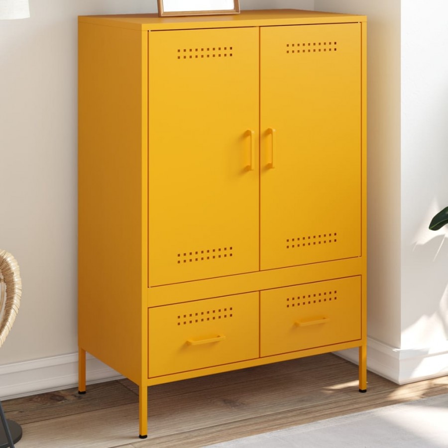 Buffet haut jaune moutarde 68x39x101,5 cm acier