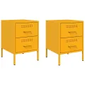 Tables de chevet 2 pcs jaune moutarde 36x39x50,5 cm acier