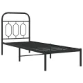 Cadre de lit métal sans matelas avec tête de lit noir 75x190 cm