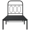 Cadre de lit métal sans matelas avec tête de lit noir 75x190 cm