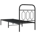 Cadre de lit métal sans matelas avec tête de lit noir 75x190 cm