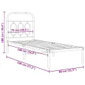 Cadre de lit métal sans matelas avec tête de lit noir 75x190 cm