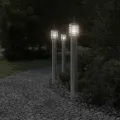 Lampadaires d'extérieur 3 pcs argenté 110 cm acier inoxydable