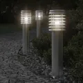 Lampadaires d'extérieur et sortie 3pcs argenté acier inoxydable