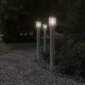 Lampadaires d'extérieur et sortie 3pcs argenté acier inoxydable