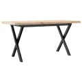 Table basse cadre en X 90x40x45,5cm bois de pin massif et acier