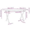 Table basse cadre en X 90x40x45,5cm bois de pin massif et acier