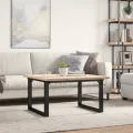 Table basse cadre en O 90x90x45,5cm bois de pin massif et acier