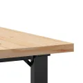 Table basse cadre en O 90x90x45,5cm bois de pin massif et acier