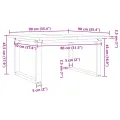 Table basse cadre en O 90x90x45,5cm bois de pin massif et acier