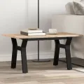 Table basse cadre en Y 80x50x40 cm bois de pin massif et acier