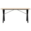Table à manger cadre en Y 140x80x75,5 cm bois pin massif acier