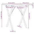 Table à manger cadre en X 70x70x75,5cm bois de pin massif acier