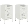 Tables de chevet 2 pcs blanc 36x39x68 cm acier