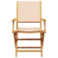 Chaises de jardin pliantes lot de 4 beige tissu et bois massif