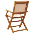 Chaises de jardin pliantes lot de 4 beige tissu et bois massif