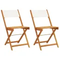 Chaises de bistrot lot de 2 blanc crème bois acacia et tissu
