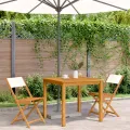 Chaises de bistrot lot de 2 blanc crème bois acacia et tissu