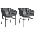 Chaises de jardin lot de 2 avec coussins noir résine tressée