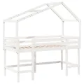 Lit superposé avec échelle et toit sans matelas blanc 90x190 cm
