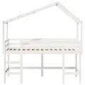 Lit superposé avec échelle et toit sans matelas blanc 90x190 cm