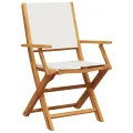 Chaises de jardin lot de 2 blanc crème bois acacia massif tissu