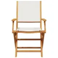 Chaises de jardin lot de 2 blanc crème bois acacia massif tissu