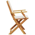Chaises de jardin lot de 2 blanc crème bois acacia massif tissu