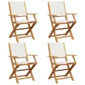 Chaises de jardin pliantes lot de 4 tissu et bois massif