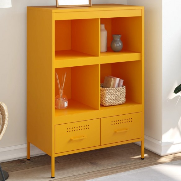 Buffet haut jaune moutarde 68x39x101,5 cm acier