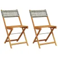 Chaises de bistrot lot de 2 gris bois massif d'acacia et rotin