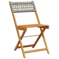 Chaises de bistrot lot de 2 gris bois massif d'acacia et rotin