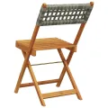 Chaises de bistrot lot de 2 gris bois massif d'acacia et rotin