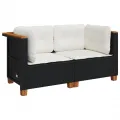 Canapés d'angle de jardin et coussins 2 pcs noir résine tressée