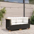Canapés d'angle de jardin et coussins 2 pcs noir résine tressée