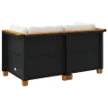 Canapés d'angle de jardin et coussins 2 pcs noir résine tressée