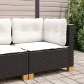 Canapé d'angle de jardin avec coussins noir résine tressée
