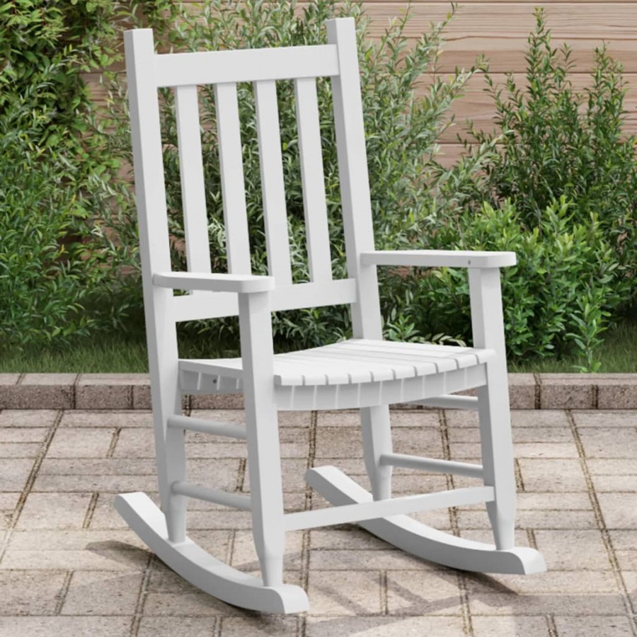 Chaise à bascule enfants blanc bois de peuplier massif